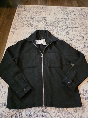 NWT H&M Men's Black Zip-Front Textured Shirt Jacket Size M